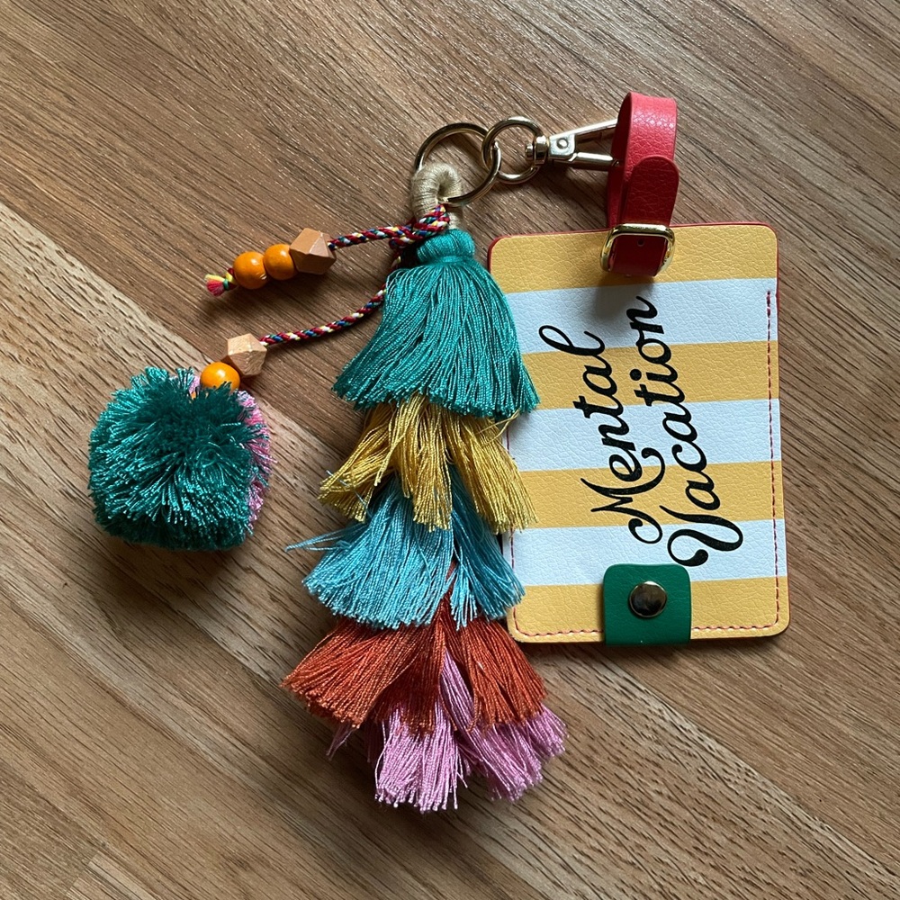 Ban.do Multicolor Tassel Keychain with Striped Tag